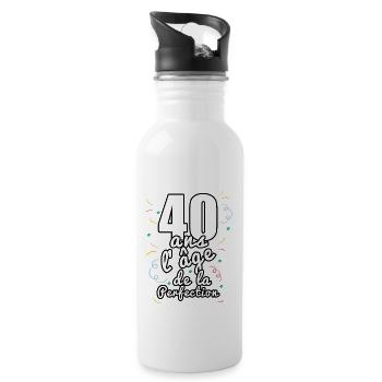 40 ans - Gourde avec paille intégrée - blanc - Droite