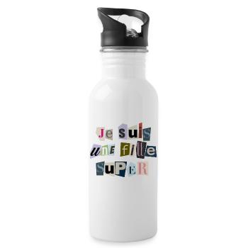 I am a super girl - Water bottle with straw - white - Right