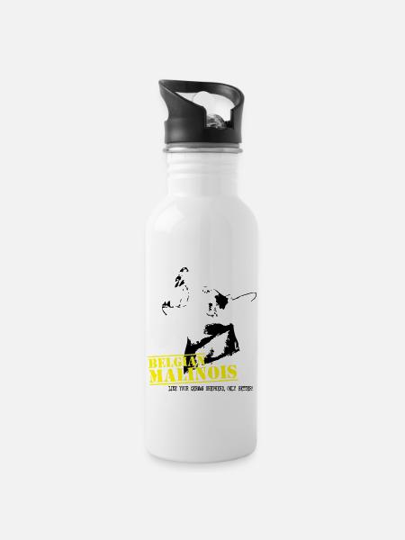 Malinois - Trinkflasche mit integriertem Trinkhalm - Weiß