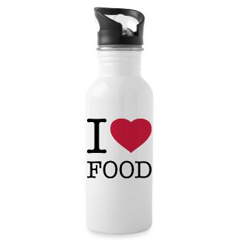 I LOVE FOOD Ich liebe Essen - Water bottle with straw - white - Right