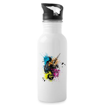 Unicorn Skull - Trinkflasche mit integriertem Trinkhalm - Weiß - Rechts