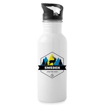 Schweden in die Wildnis - Trinkflasche mit integriertem Trinkhalm - Weiß - Rechts