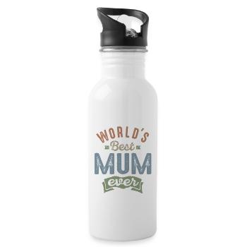Best Mum - Water bottle with straw - white - Right