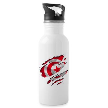 africa flag tunisia tunisie - Water bottle with straw - white - Right
