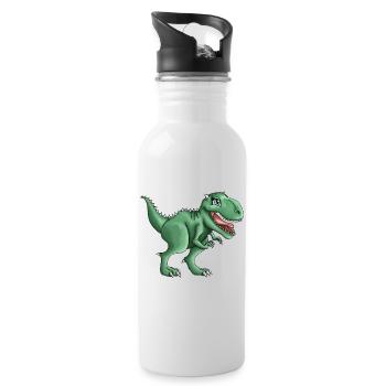 T-rex Tyrannosaurus Rex Dino Illustration - Trinkflasche mit integriertem Trinkhalm - Weiß - Rechts