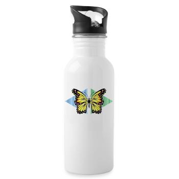 papillon - Gourde avec paille intégrée - blanc - Droite