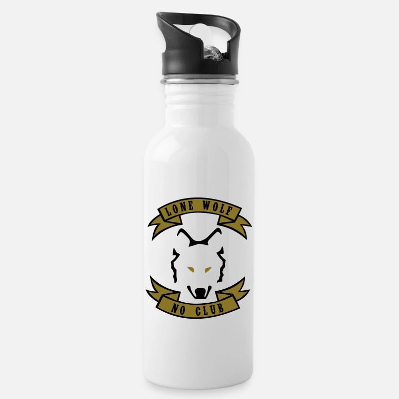 Lone Wolf - Kein Verein - Trinkflasche mit integriertem Trinkhalm - Weiß