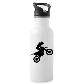 Bild eines Motocross-Fahrers # - Trinkflasche mit integriertem Trinkhalm - Weiß - Rechts