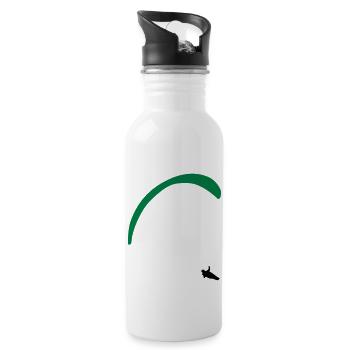 Gleitschirm /Paragleiten - Trinkflasche mit integriertem Trinkhalm - Weiß - Rechts
