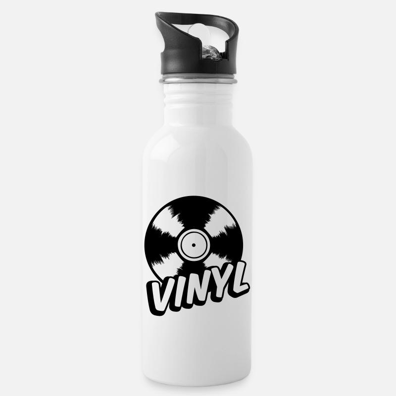vinyl - Water bottle with straw - white
