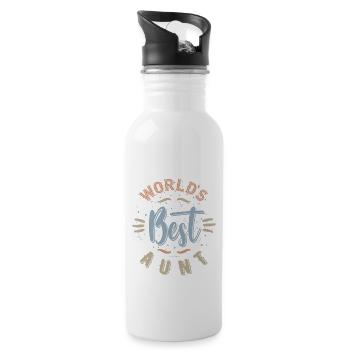 World's Best Aunt - Water bottle with straw - white - Right