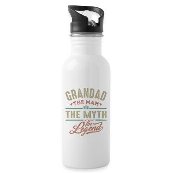 Grandad The Legend - Water bottle with straw - white - Right