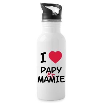 I Love Papy et Mamie - Gourde avec paille intégrée - blanc - Droite