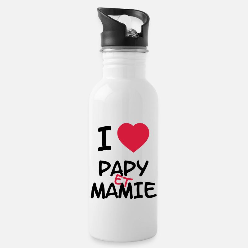 I Love Papy et Mamie - Gourde avec paille intégrée - blanc