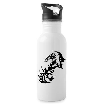 Drachen Tribal Tattoo tatouage14 - Trinkflasche mit integriertem Trinkhalm - Weiß - Rechts