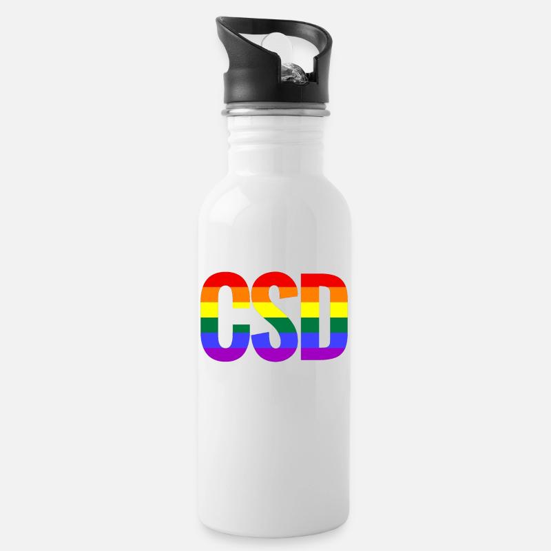 CSD - Trinkflasche mit integriertem Trinkhalm - Weiß