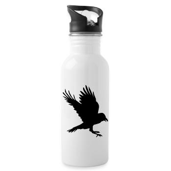Rabe Flattert - Trinkflasche mit integriertem Trinkhalm - Weiß - Rechts