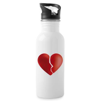 Broken heart - Water bottle with straw - white - Right