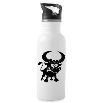 vl087a_stier_1c - Trinkflasche mit integriertem Trinkhalm - Weiß - Rechts