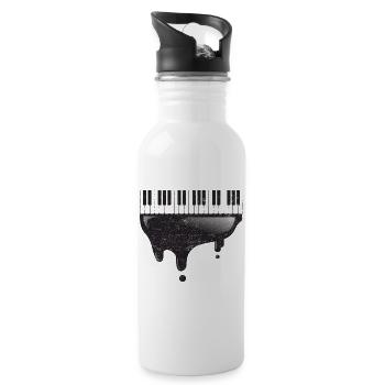 Vintage piano - Water bottle with straw - white - Right