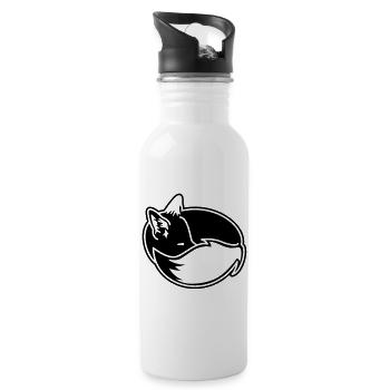 Fuchs eingekuschelt – Kawaii Fox Cartoon Design - Trinkflasche mit integriertem Trinkhalm - Weiß - Rechts