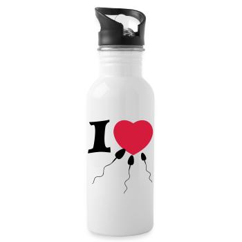 i love sperma - Trinkflasche mit integriertem Trinkhalm - Weiß - Rechts
