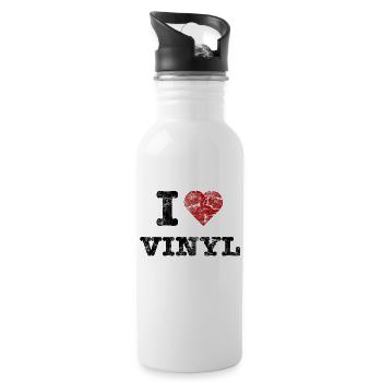 i_love_vinyl_vintage - Trinkflasche mit integriertem Trinkhalm - Weiß - Rechts