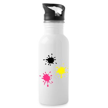 Kunst, Fleck, Paintball - Trinkflasche mit integriertem Trinkhalm - Weiß - Rechts