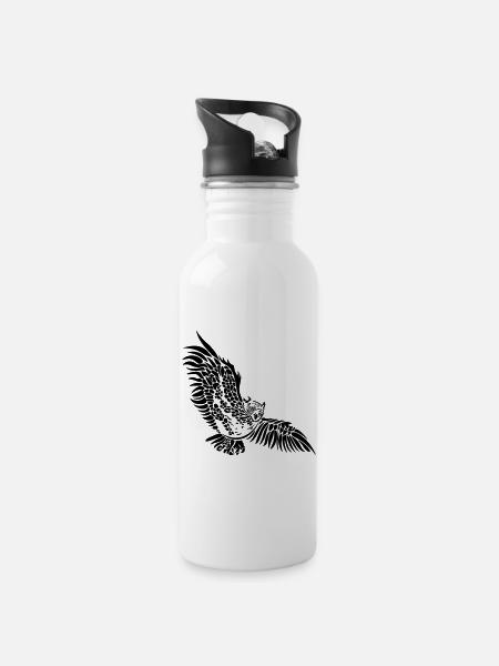 Owl wing owl owl night owl - Water bottle with straw - white