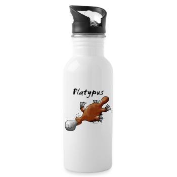 Schnabeltier - Australien - Wildlife - Trinkflasche mit integriertem Trinkhalm - Weiß - Rechts