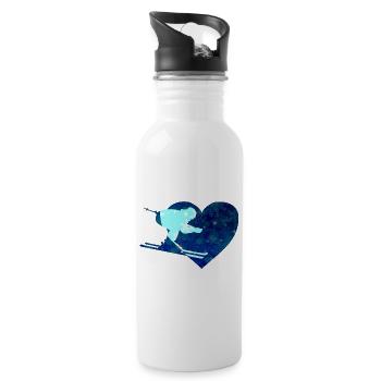 Skier skiing holiday - Water bottle with straw - white - Right