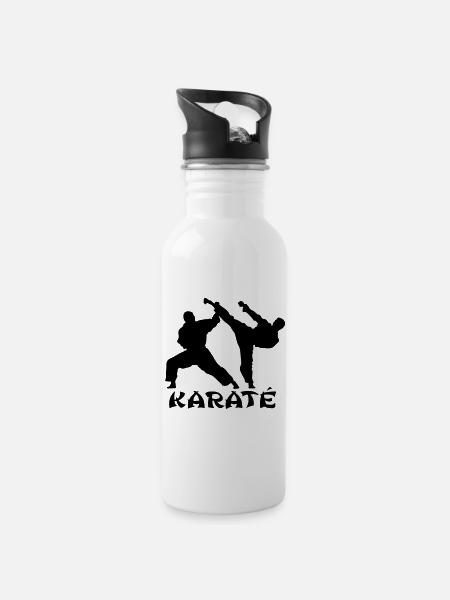 Karate - Trinkflasche mit integriertem Trinkhalm - Weiß