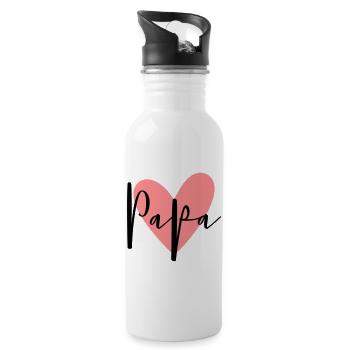 Papa coeur amour cadeau de famille - Gourde avec paille intégrée - blanc - Droite