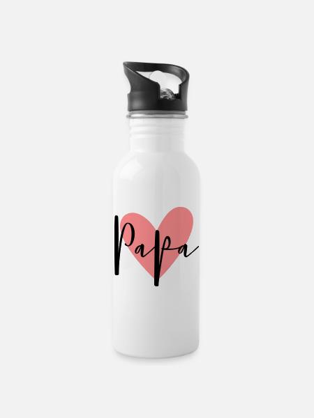 Dad heart love family gift - Water bottle with straw - white