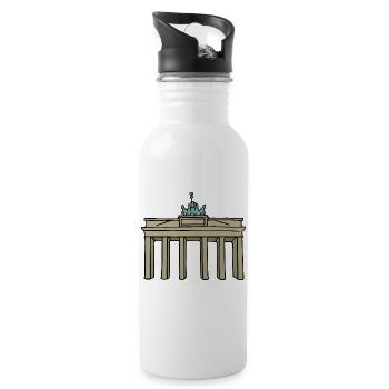 Brandenburg Gate BERLIN c - Water bottle with straw - white - Right