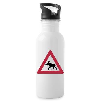 Warnung Moose Anmelden - Trinkflasche mit integriertem Trinkhalm - Weiß - Rechts