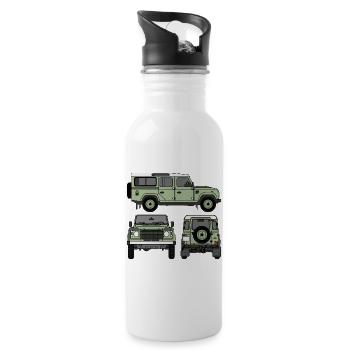 Defender 110 - Seiten - Trinkflasche mit integriertem Trinkhalm - Weiß - Rechts