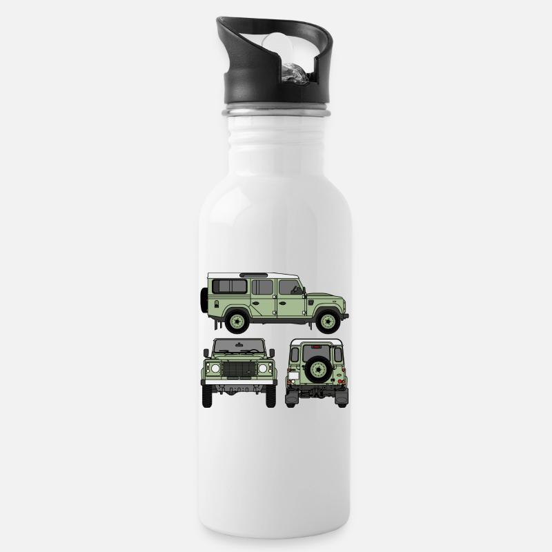 Defender 110 - Sides - Water bottle with straw - white
