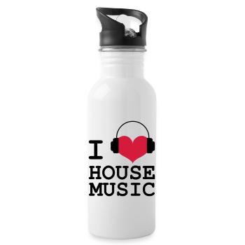 I Love House Music - Water bottle with straw - white - Right