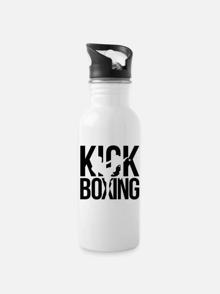 kick boxing kickboxen - Trinkflasche mit integriertem Trinkhalm - Weiß