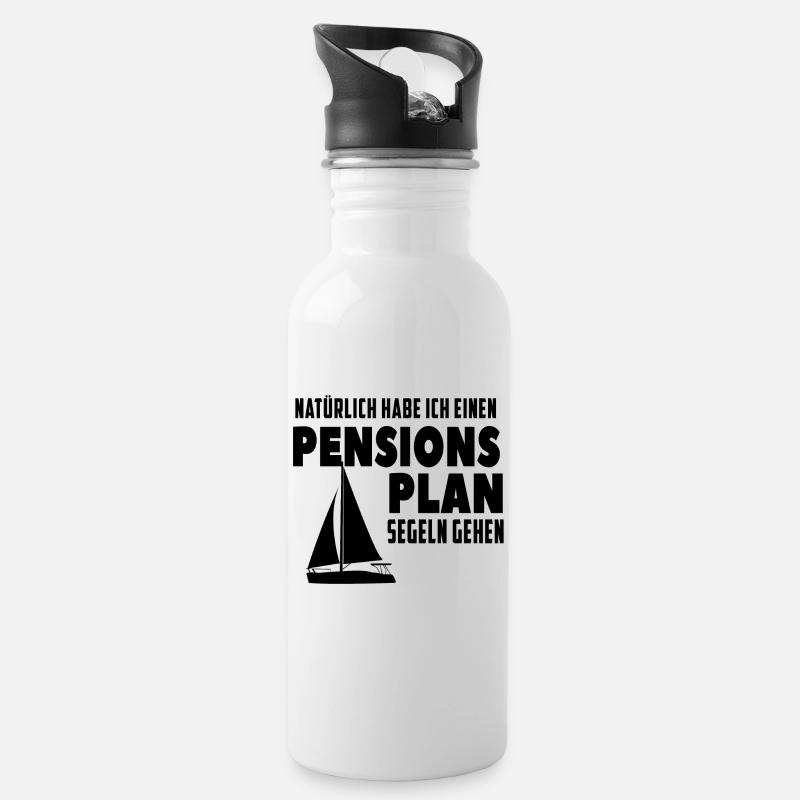 Retirement sailing - Water bottle with straw - white