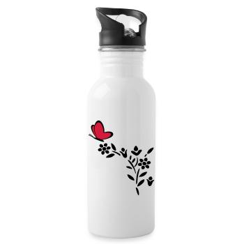 Plant Butterfly Heart - Water bottle with straw - white - Right