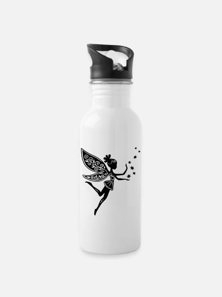 Fée, Pixie, Elfe, étoile, magie, imagination, été - Gourde avec paille intégrée - blanc