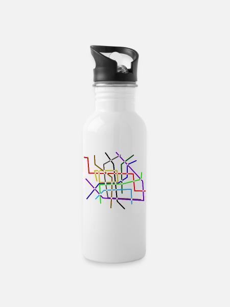 Liniennetz Ubahn Sbahn Stadtverkehr Infrastruktur - Trinkflasche mit integriertem Trinkhalm - Weiß