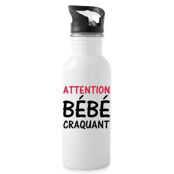 Attention BEBE craquant ! - Gourde avec paille intégrée - blanc - Droite