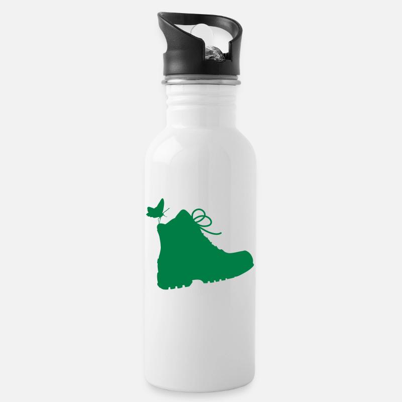 Wanderschuh - Trinkflasche mit integriertem Trinkhalm - Weiß
