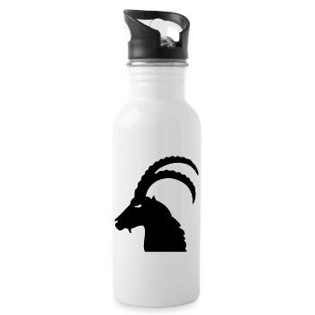 Steinbock - Trinkflasche mit integriertem Trinkhalm - Weiß - Rechts