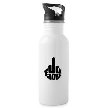 "Fuck You" Hand - Gourde avec paille intégrée - blanc - Droite