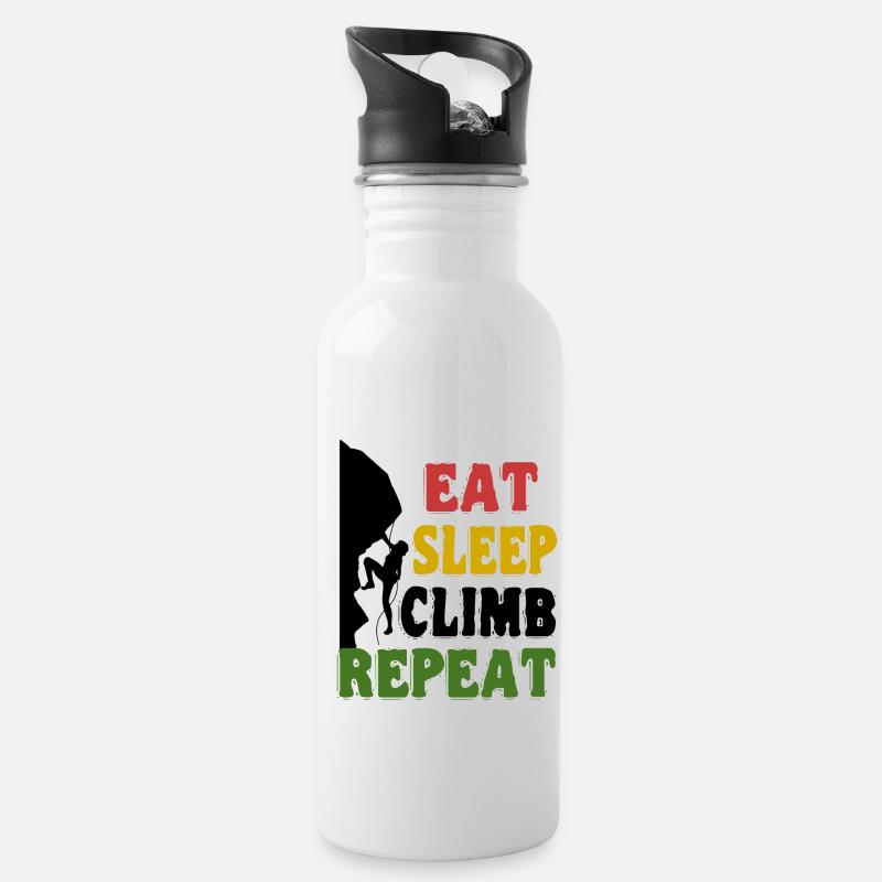 Kletterhemd - Eat Sleep Climb Repeat - Trinkflasche mit integriertem Trinkhalm - Weiß