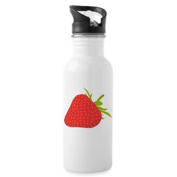 Fraise - Gourde avec paille intégrée - blanc - Droite